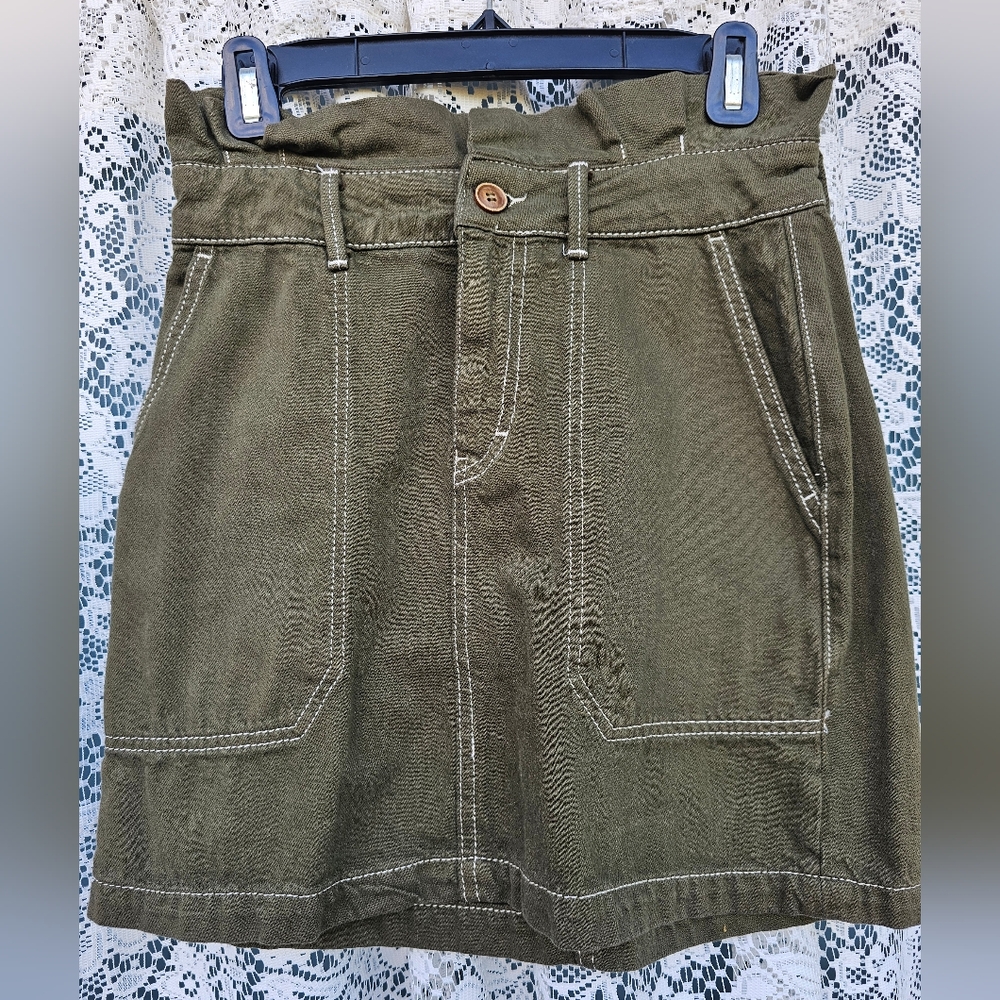 Free People Green Jean Skirt